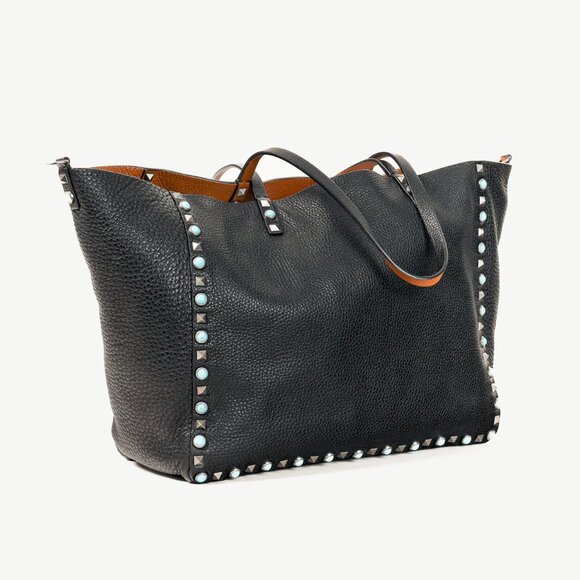 Valentino Garavani Resort 2016 Reversible Black & Brown Studded Rockstud Tote - Picture 2 of 10